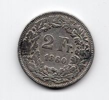 (105) Schweiz, 2 Franken, 1860, ss+