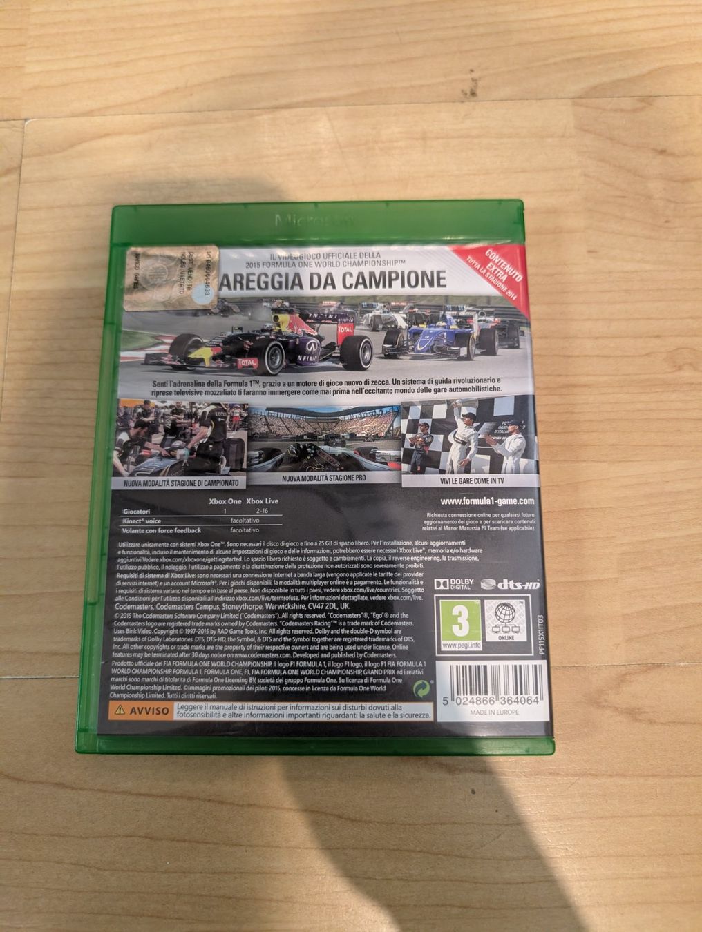 Giochi: F1 2015 Microsoft Xbox Series x / one – Usato da Giubiasco venduto da Ticinerd 1