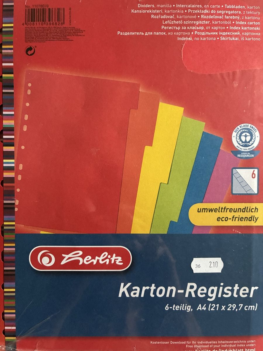 Herlitz Raccoglitori: 2 x Herlitz Karton-Register 6-teilig A4 neu! – Nuovo e nell'imballaggio originale da Oberrüti venduto da Jomaru 2