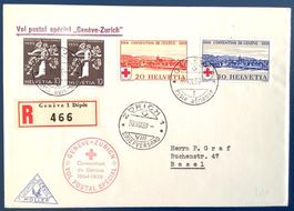 1939 Rotkreuz R- Flugpost "Genf - Zürich - Basel “