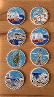 Keramik-Untersetzer Griechenland 8er Set, handbemalt