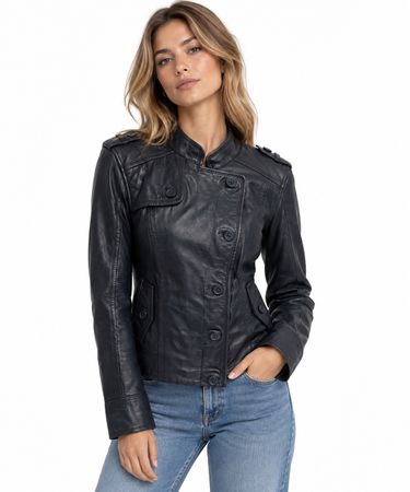 EDC Esprit Lederjacke dunkelblau Gr. M