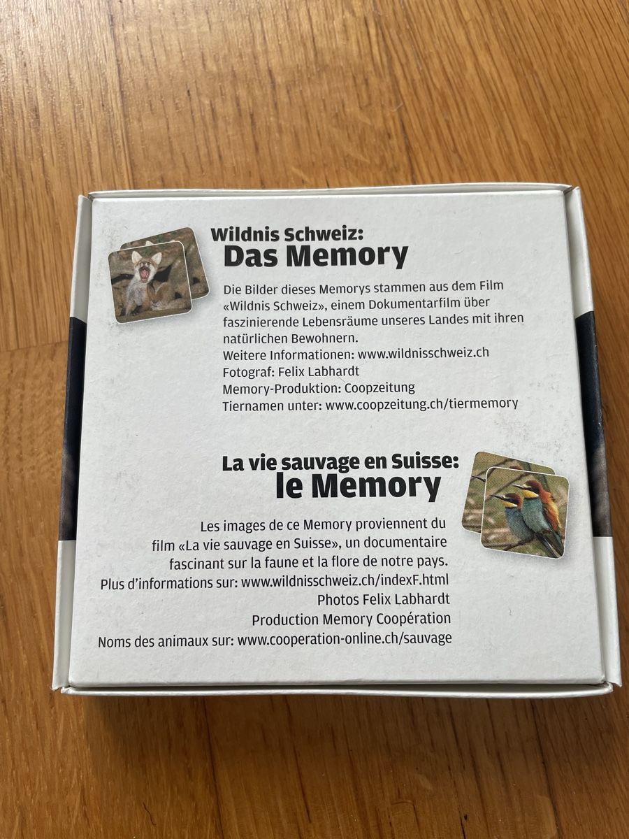 Giochi: Memory Spiel Wildnis Schweiz – Nuovo (secondo la descrizione) da Zürich venduto da silab69 1