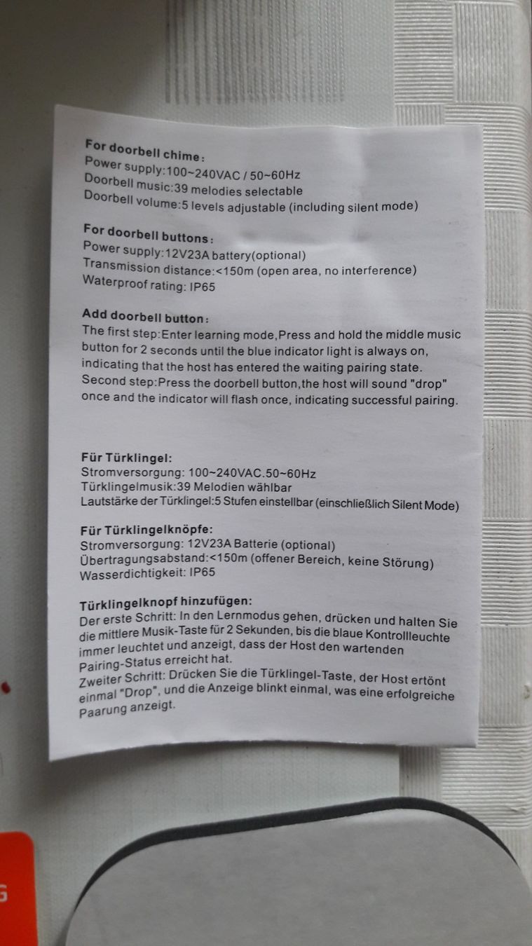 Alarmanlagen: Doppelte drahtlose Türklingel/Sonnette sans fil double – Neu und originalverpackt aus Laufen von Mann455 7