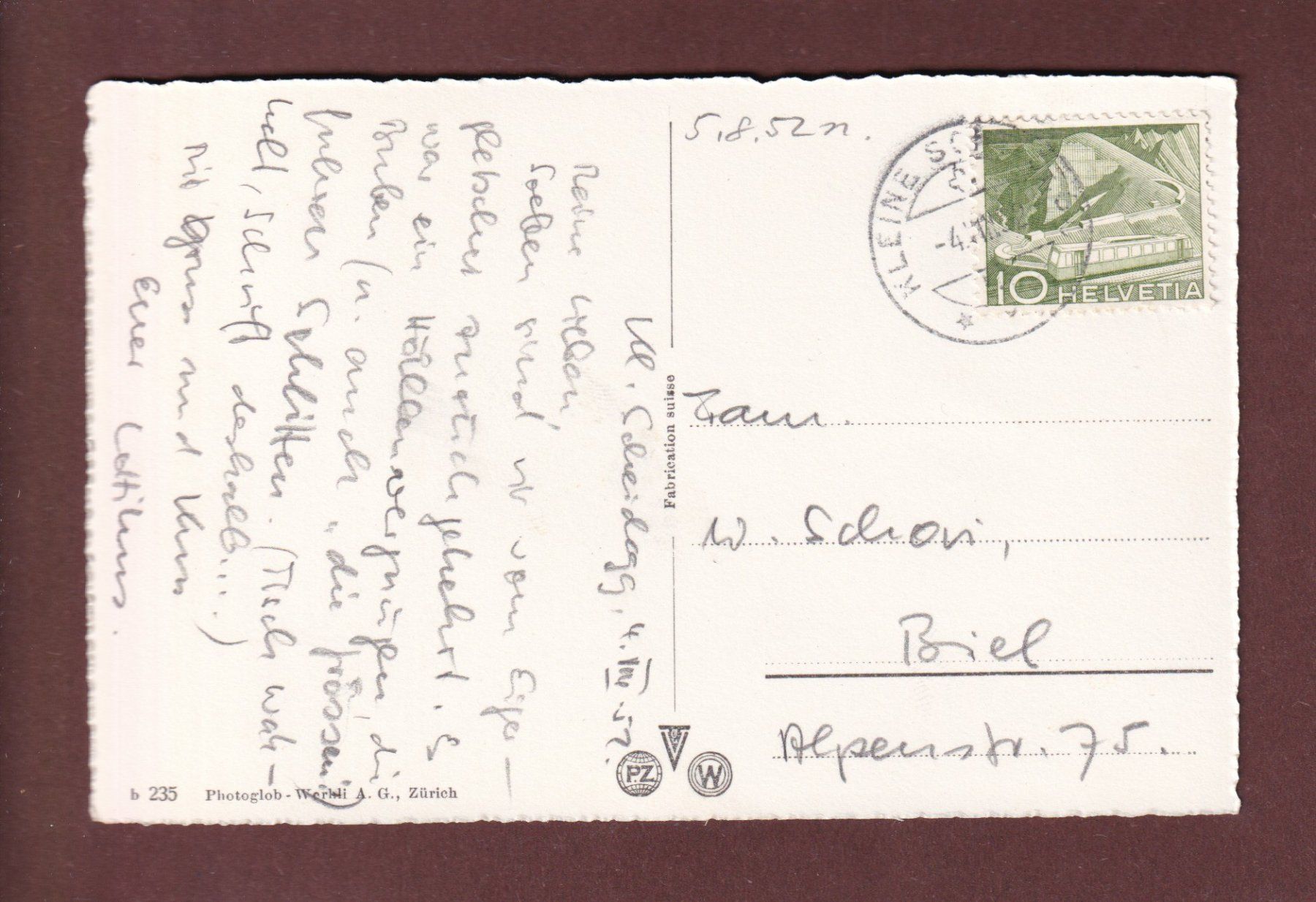 Cartoline postali: KLEINE SCHEIDEGG - 1952 – Usato da Pully venduto da nicecards-shop 1