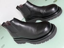 BOTTEGA VENETA Lug ChelseaSchwarz Leder Boot Stiefel 45 NEUE