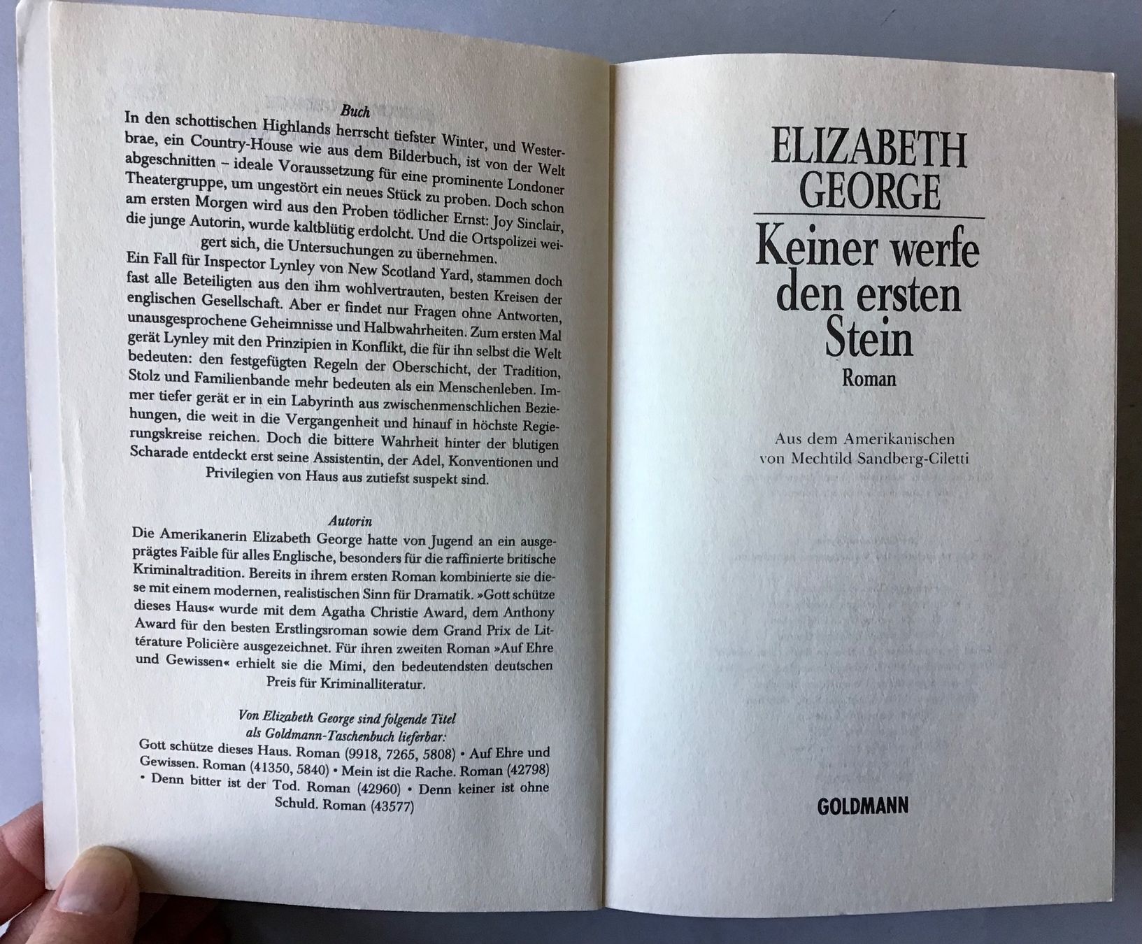 Bücher: Elizabeth George : Keiner werfe den ersten Stein – Gebraucht aus Bubendorf von Alpenheidi 2