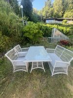 Gartenlounge Set 1 Tisch, 2 Stitzsessel, 1 Sitzbank + Kissen