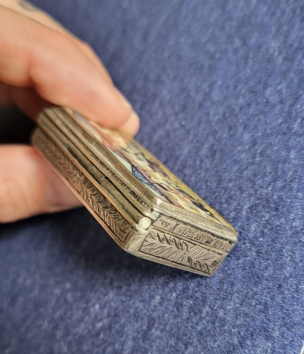 Zuckerdosen: Antike Silberdose 900 mit Emaille-Deckel – handbemalt – Gebraucht aus Brugg AG von Leona90 5