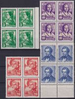 1935, J73-J76 Viererblöcke Pro Juventute postfrisch **. 60.-