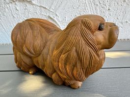 Vintage Peking Hundeskulptur Holz handgeschnitzt ha