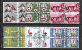 1963:  Werbemarken Viererblock Serie Nr.395-400 ET