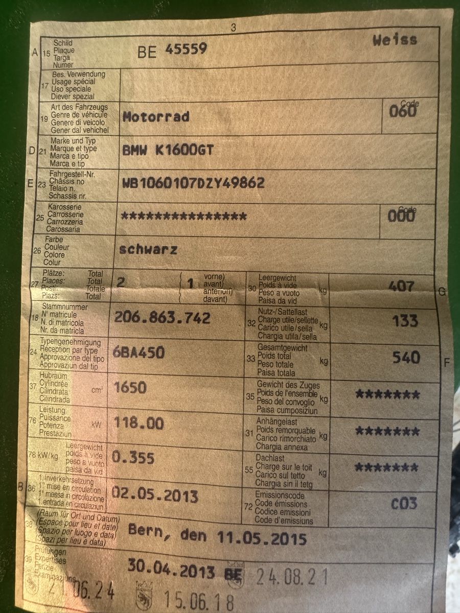 BMW Strada: BMW K1600GT 0793336882 – Usato da Aeschau venduto da Zaugg6 3