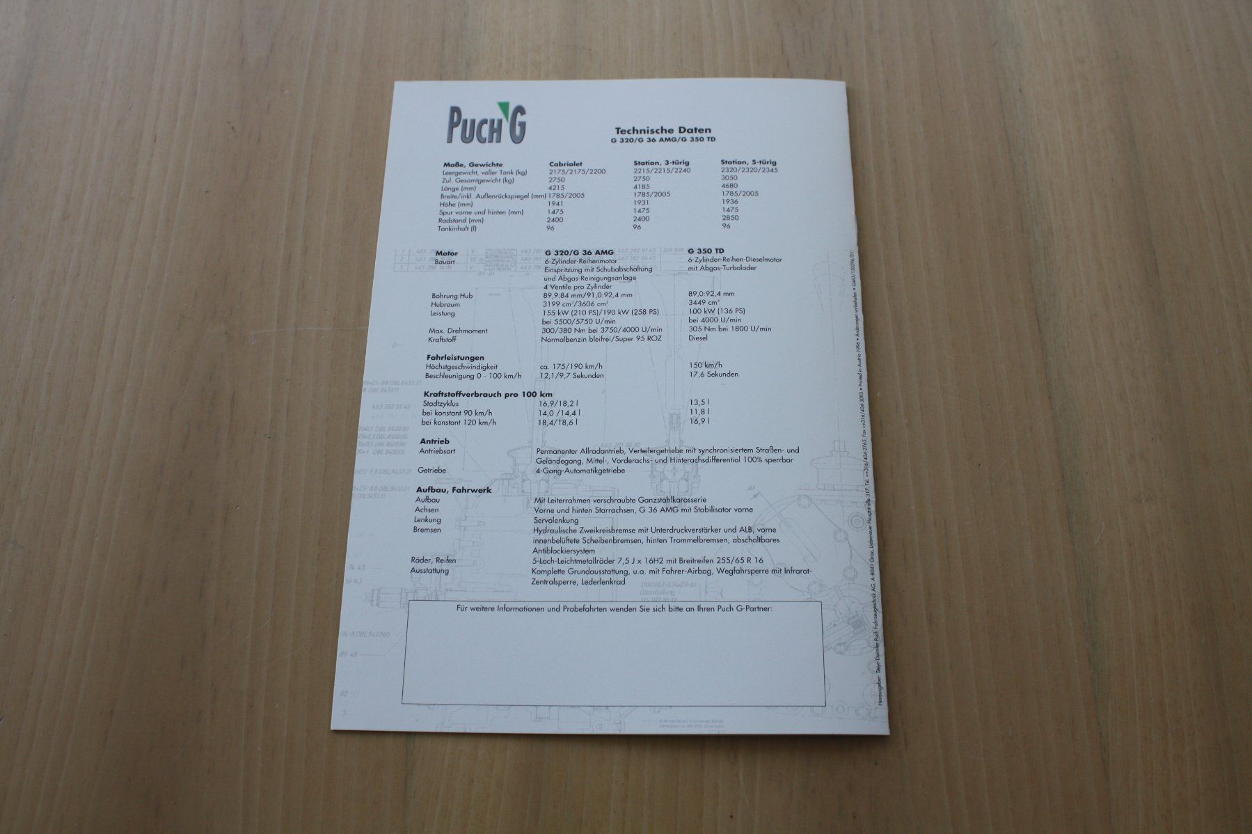 Puch Documenti: Puch G Prospekt 1996 – Usato da Wikon venduto da erwin400 4