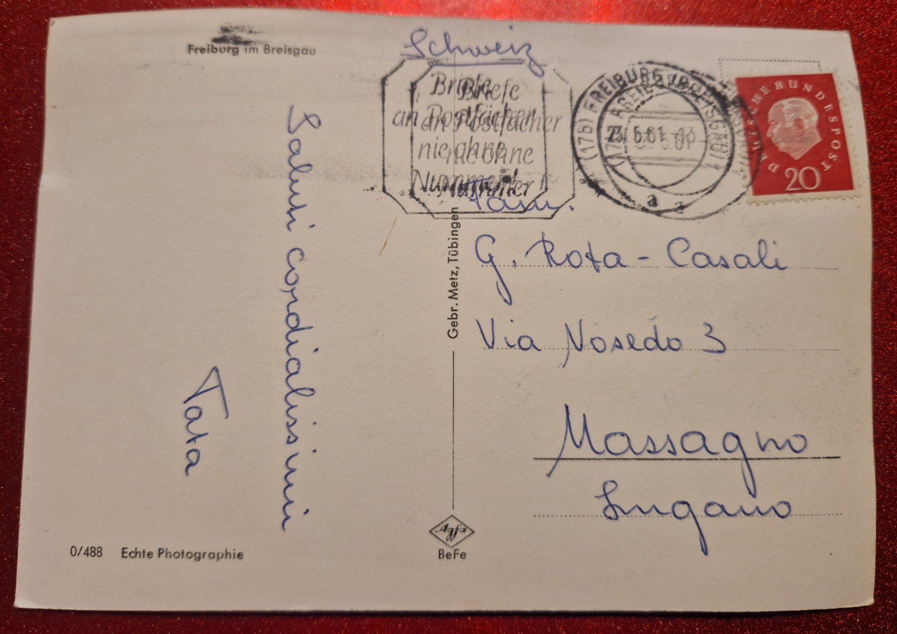 Cartoline postali: Freiburg im Breisgau 1961 – Usato da Melchnau venduto da Fishel 1