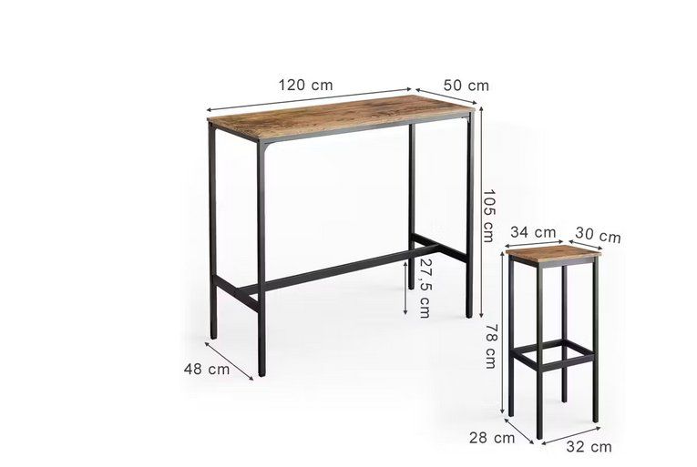 Set di tavolo e panche: Bartisch-Set mit 4 Höckern – Usato da Luzern venduto da rol_nh7p 2