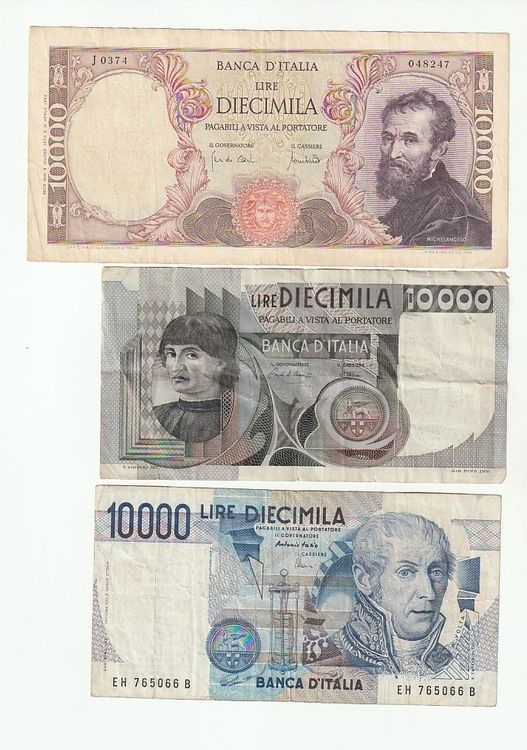 LIRE 10000 TRE EMISSIONI DIFFERENTI ITALIA Kaufen auf Ricardo