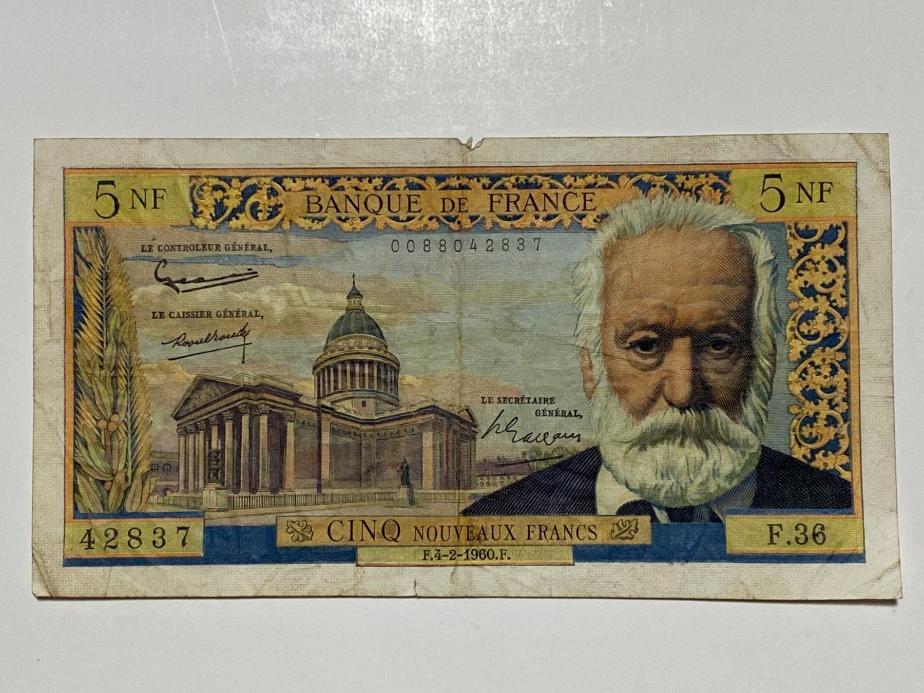 Banconote: Frankreich Banknote 5 Note Francs 1960 – Usato da Vaduz venduto da Unikate-Markt 1