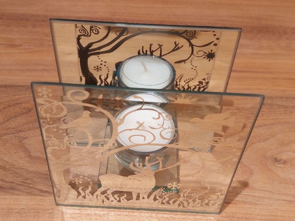 Kerzenständer: Raffinierter Glas-Kerzenhalter mit Spiegel – Gebraucht aus Brunnen von Livianda 2