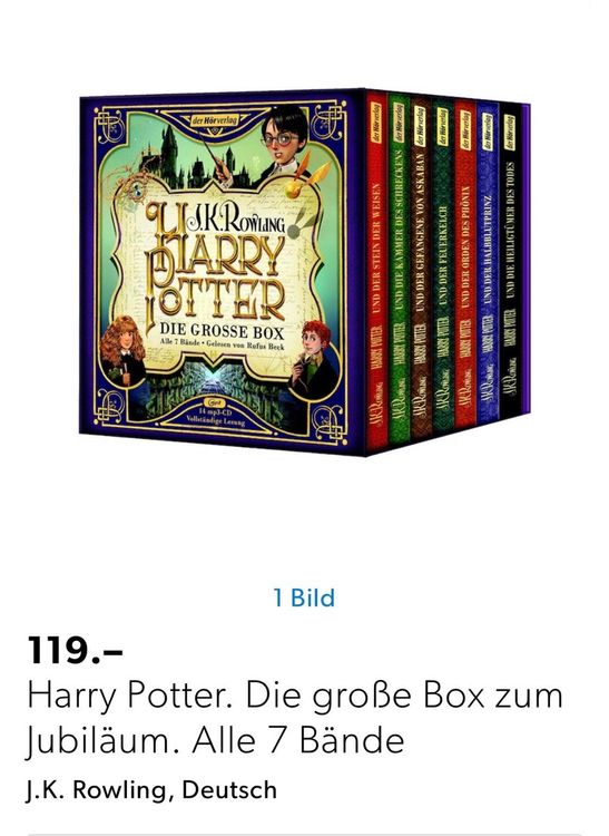 Harry Potter. Die große Box zum Jubiläum. Alle 7 Bände Kaufen auf Ricardo