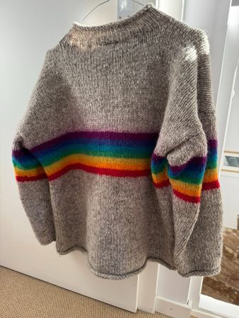 Pull rainbow pure laine très chaud handmade in Nepal S/M