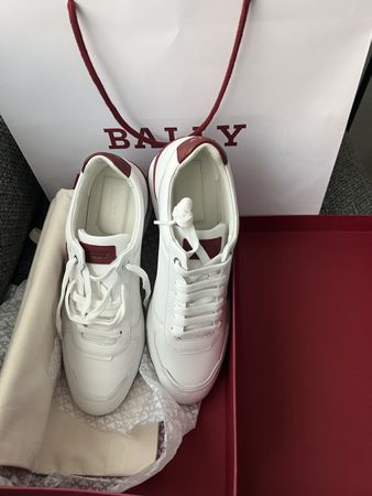 Bally Sneakers Herren Leder Weiß/Rot Gr.43