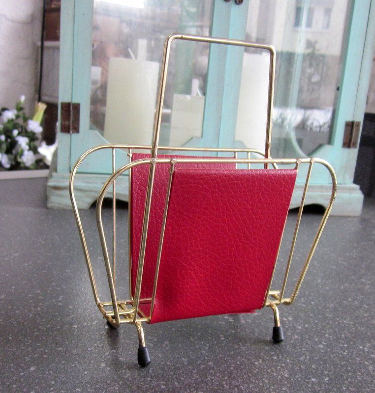 Altro in Stoviglie & Bicchieri: Mid Century Serviettenhalter Briefhalter, Messing, Leder rot – Usato da Bischofszell venduto da raika 3