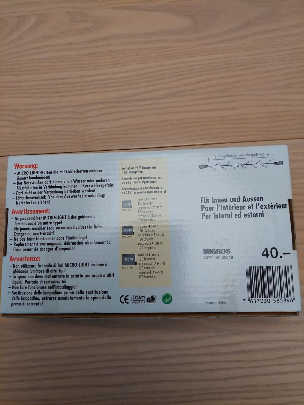 Migros Ghirlande e barre luminose: 2 Lichterketten à je 5 m Länge, Micro-Light – Nuovo (secondo la descrizione) da Cham venduto da brire87 6