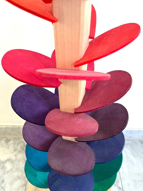 Holz Kugelbahn 71cm Klangbaum - Montessori Spielzeug Mit 10 Bällen