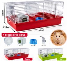 Cage pour rongeur avec 4 accessoires L46x29,5xH23cm