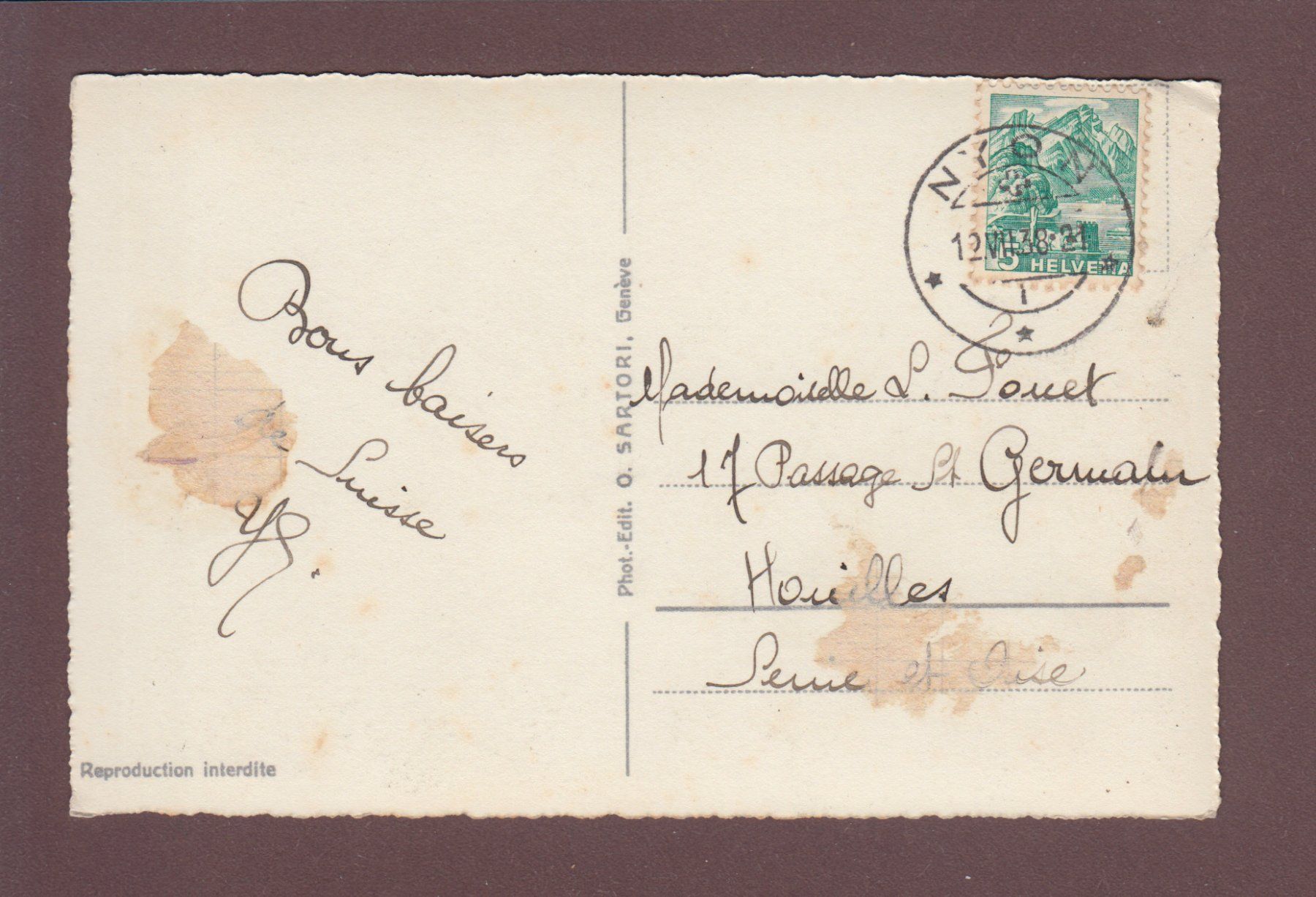 Cartoline postali: NYON - Port - Barque - 1938 – Usato da Pully venduto da nicecards 1