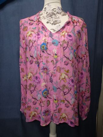 ROSA BLUSE GR 36 VISCOSE NEU UNGETRAGEN LANGARM GESCHLITZT