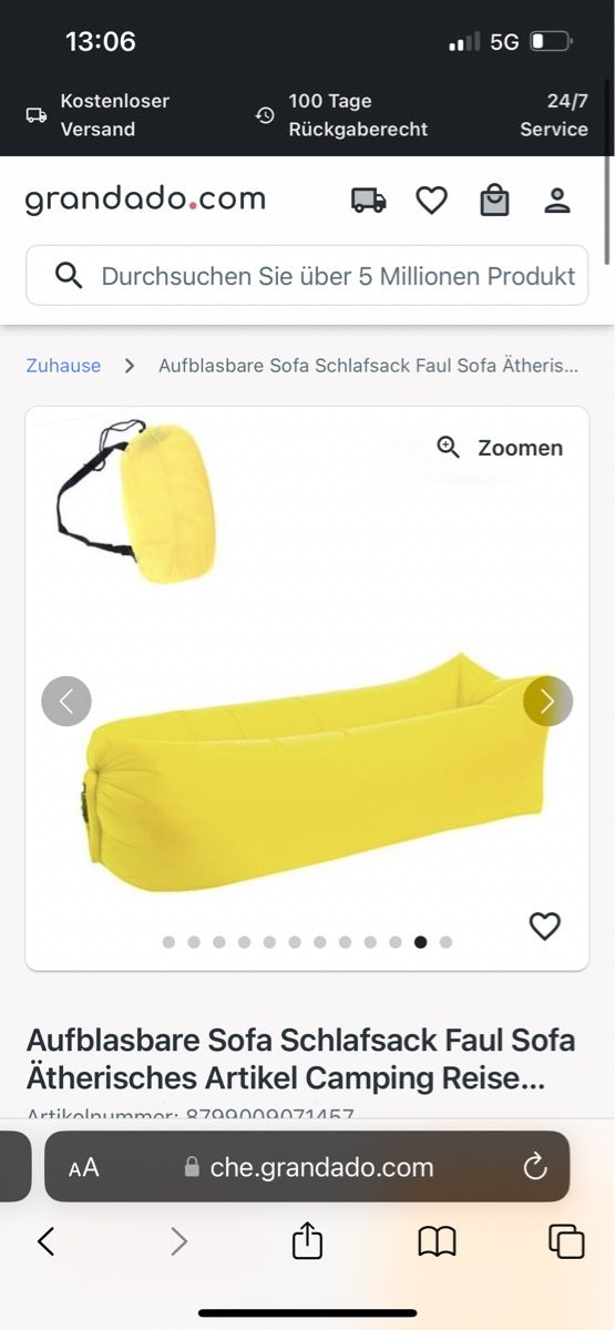 Sedie a sdraio: Aufblasbarer Liegesack Neu – Nuovo e nell'imballaggio originale da Zürich venduto da AJO91 2