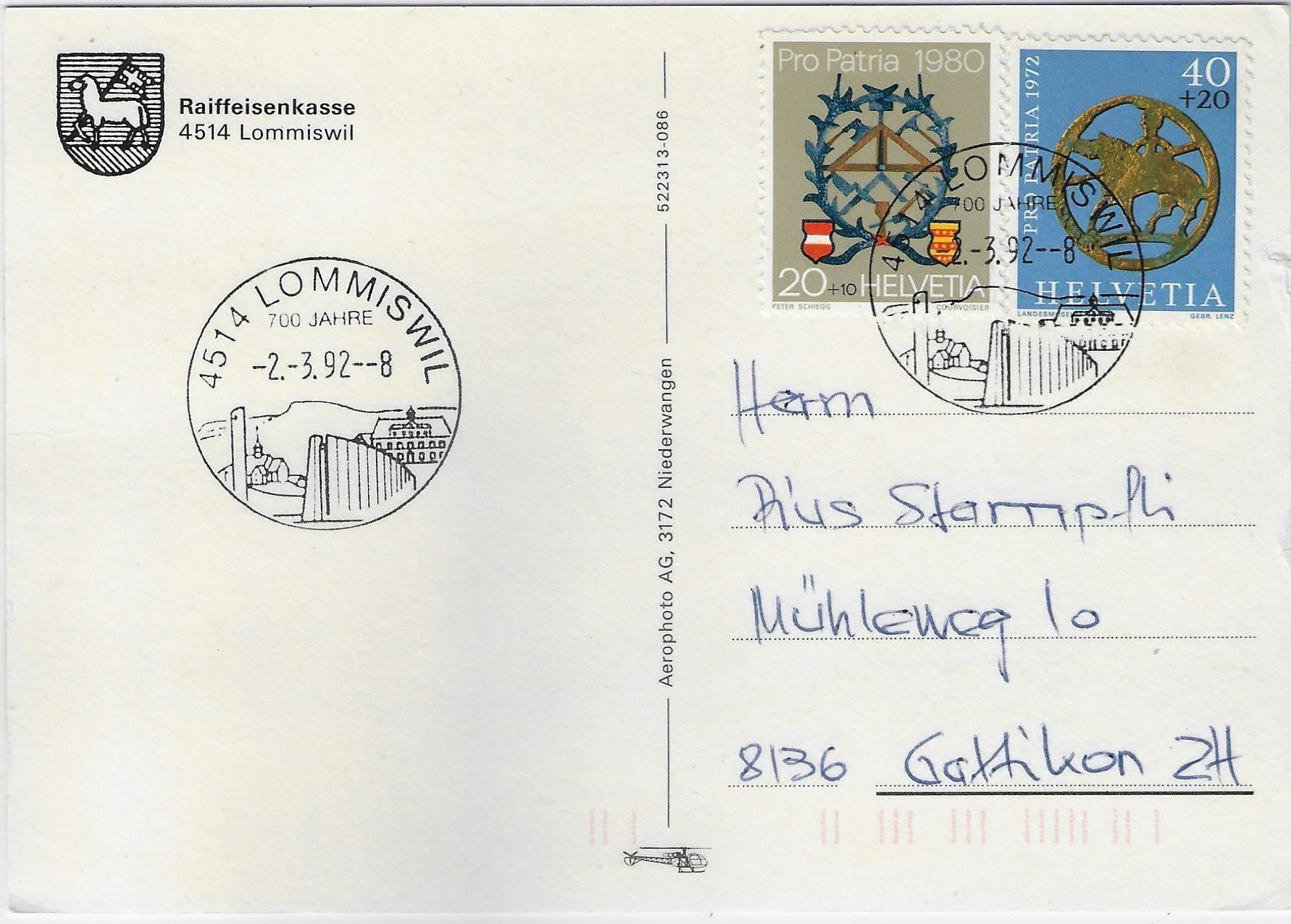 Cartoline postali: Flugaufnahme Lommiswil SO – Usato da Ettingen venduto da Kartenplanet 1