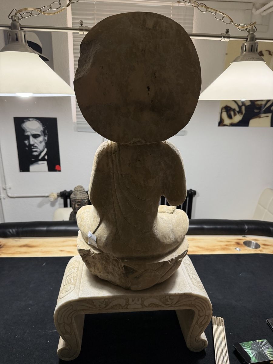 Sculture & Statue: Stein Buddha mit Marmor Podest 18. Jh – Usato da Wettingen venduto da NickInc 3