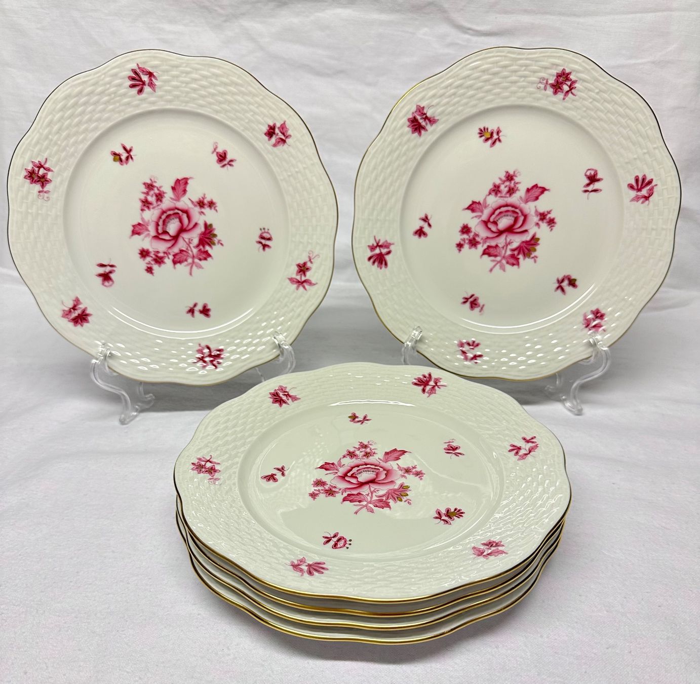Herend Teller: 6 Stk. Herend Nanking Bouquet Raspberry Dessertteller 19cm – Gebraucht aus Oberrüti von Sabbi 2