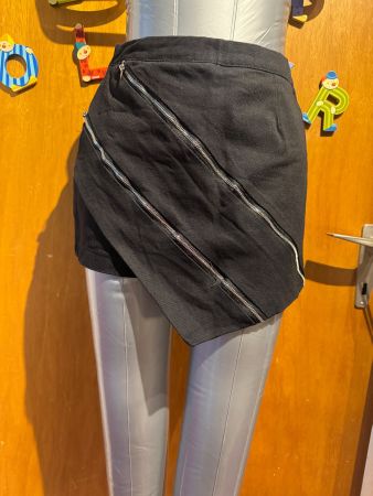 Frauen Denim Jean Short Hose kurze Hose Schwarz Gr 158