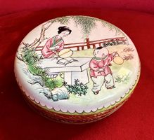 Vintage chinesische Emaille Trinket Box handbemalte rund✨Top