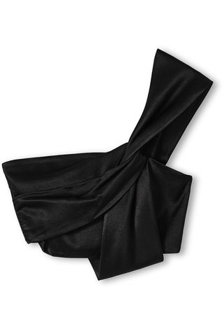 Schwarze Crop-Bluse mit asymmetrischen Ärmeln