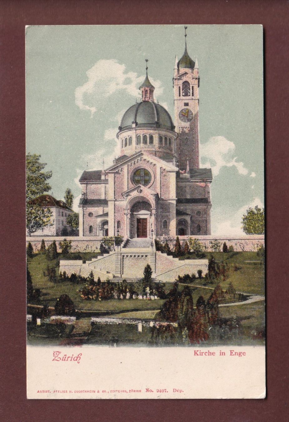 Ansichtskarten: ZÜRICH - Kirche in Enge – Gebraucht aus Pully von nicecards-shop