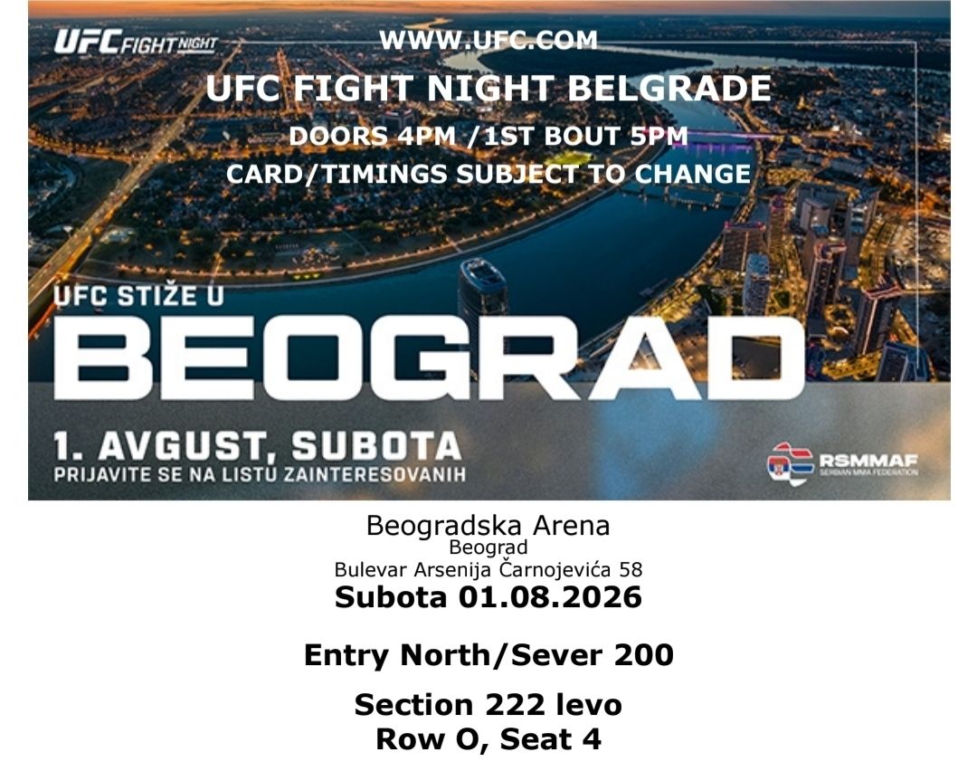 Billets: UFC BELGRAD 01.08.2026 3 Tickets – Neuf avec emballage d'origine à Untersiggenthal par HK-D 2