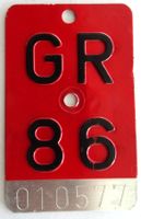 Velonummer Graubünden 1986 GR 86