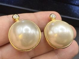 Vintage-Ohrringe Cabouchon Paris – Goldfarben