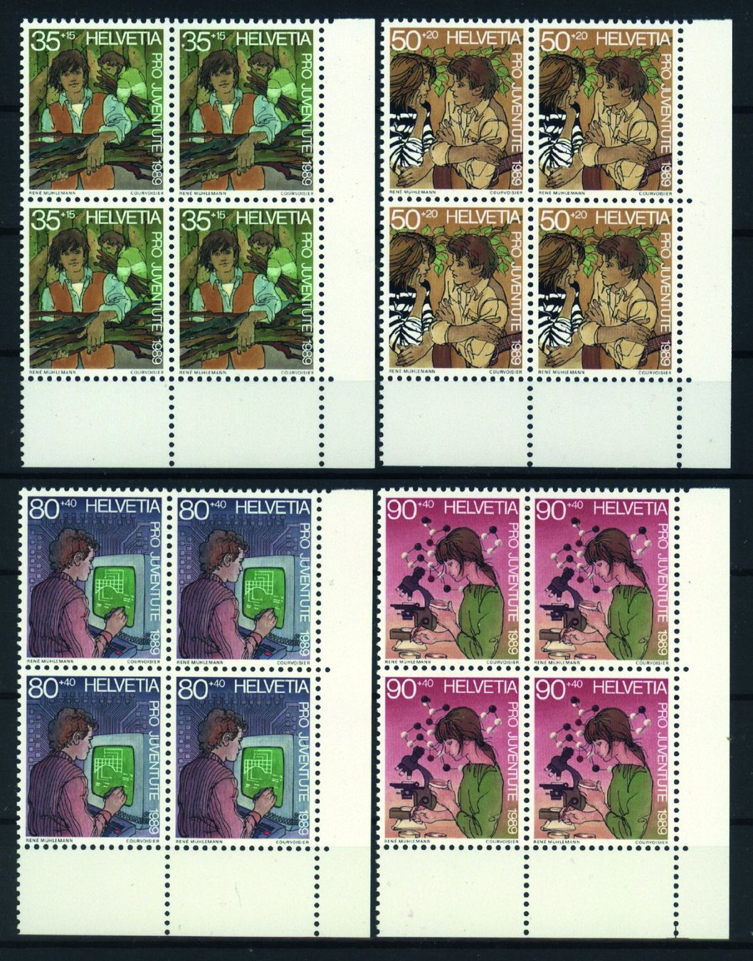 Tutti i francobolli: 1989, Pro Juventute, Viererblöcke ** – Usato da Willisau venduto da Vollstempel
