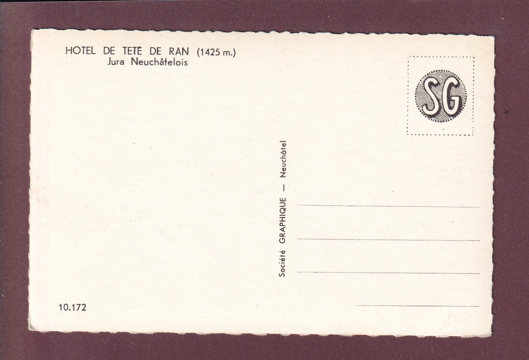 Cartoline postali: Hôtel TÊTE-DE-RAN – Usato da Pully venduto da nicecards 1