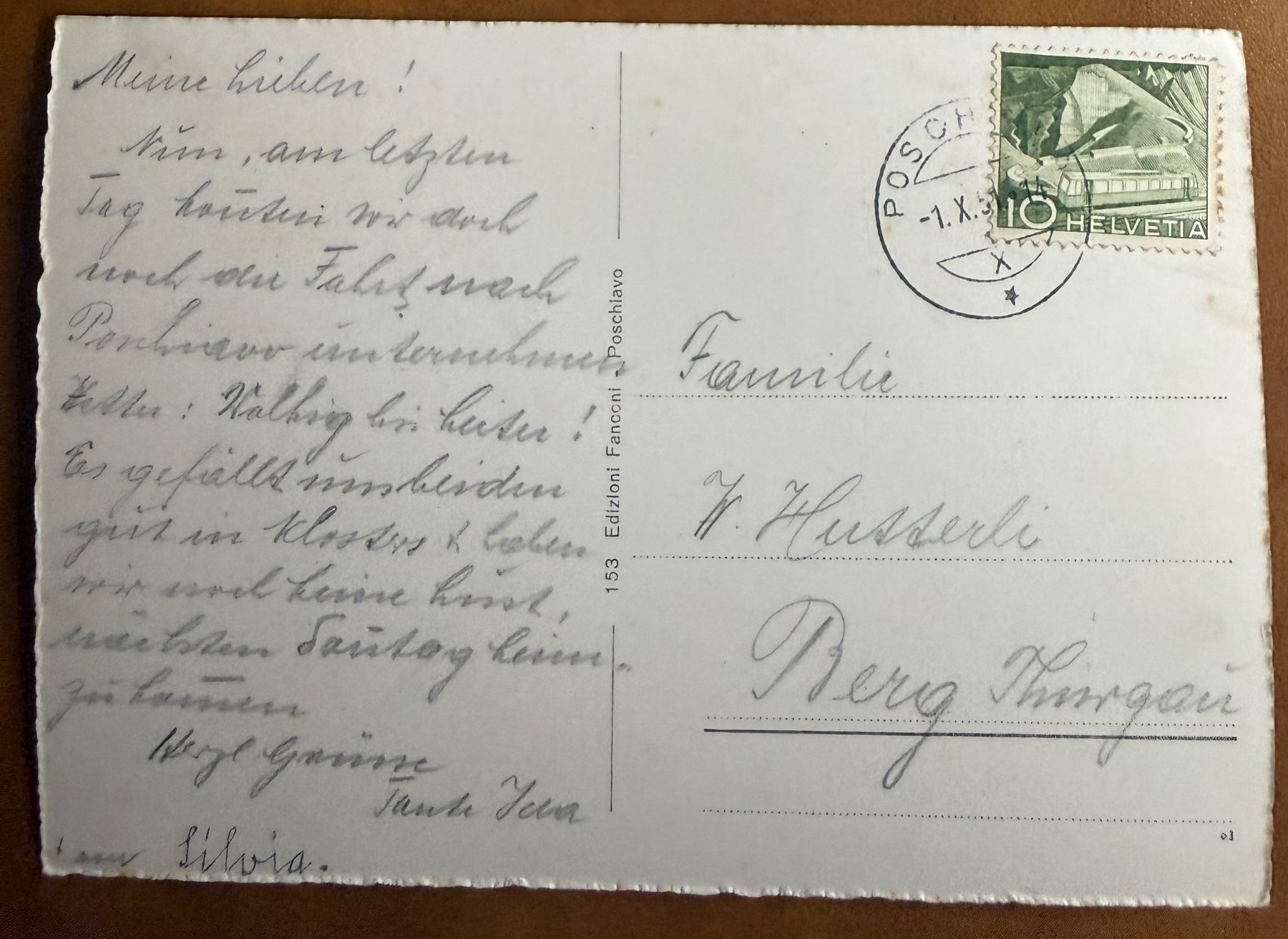 Ansichtskarten: Poschiavo - Panorama. 1951 – Gebraucht aus Lutry von Ediego 1