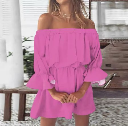Sommerliches, pinkes Kleid mit Trompetenärmel, Grösse XL