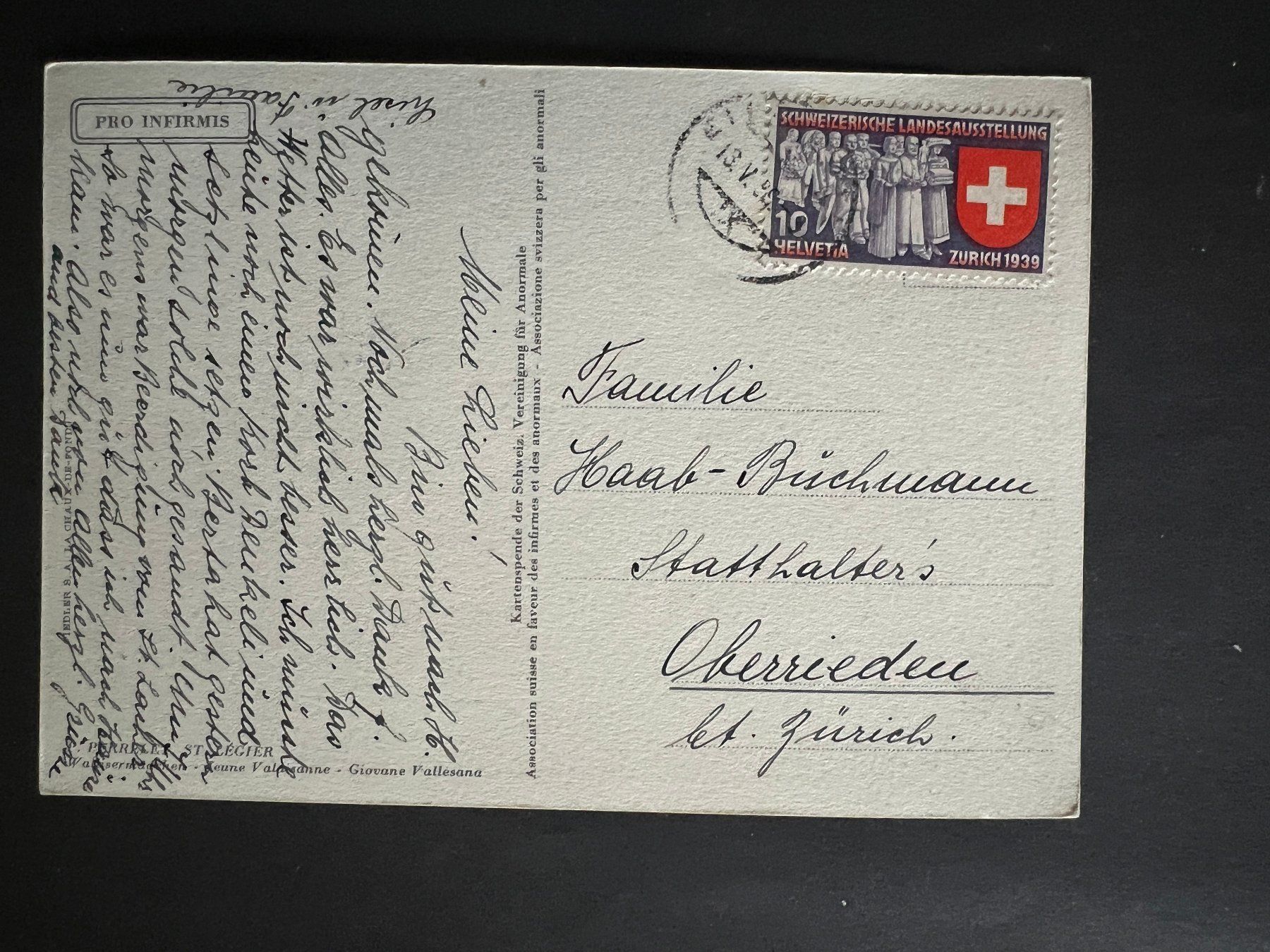 Cartoline postali: Ansichtskarte Pro Infirmis Walisermädchen 1939  (V774) – Usato da Hinwil venduto da Sidi4 1