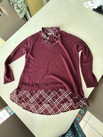 Camicetta bianca e bordeaux 2 pezzi Charles Vögele tg.50