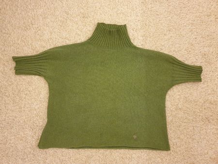 Pull, 38, PLEASE vert , col montant, viscose, polyester